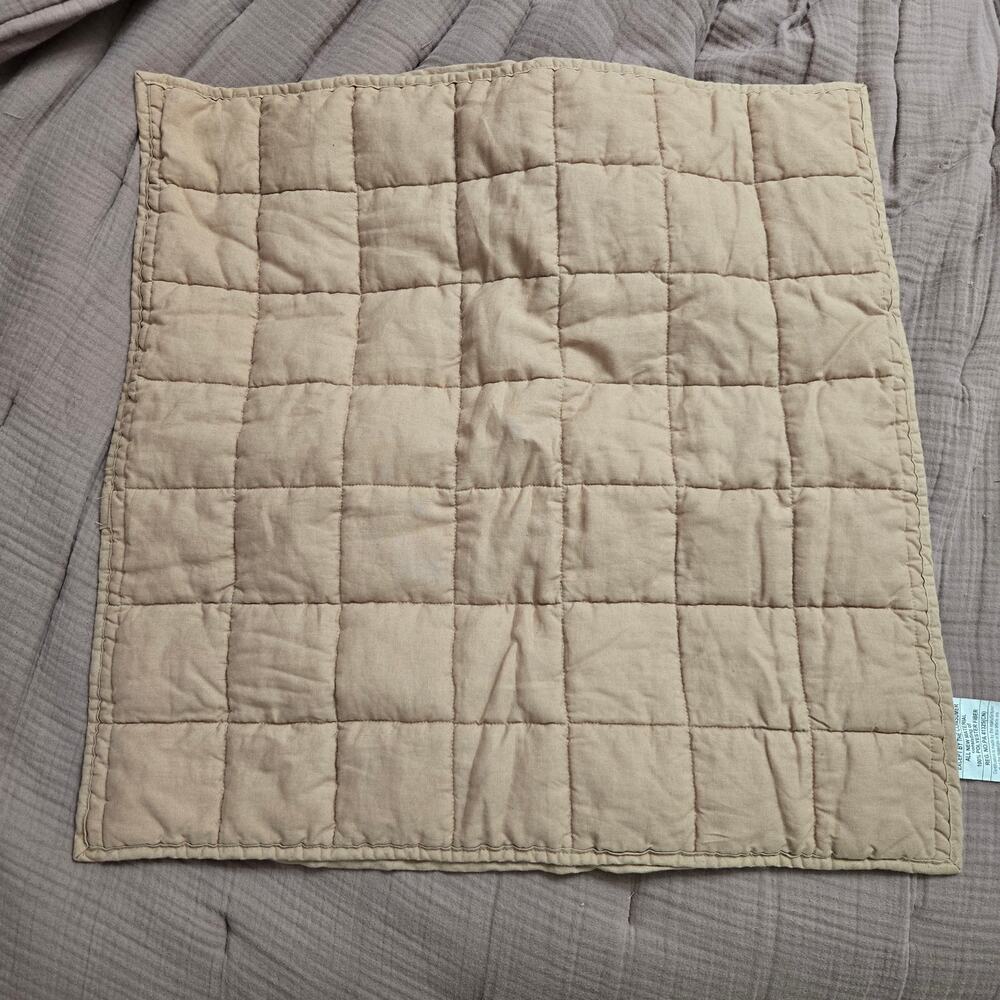 NWOT Quince European Linen Cotton Box Stitch Quilted Euro Sham 26 x 26 Toffee